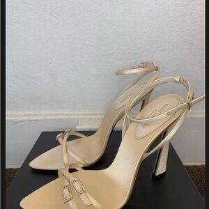 Saint Laurent Cream Sculptural Heels